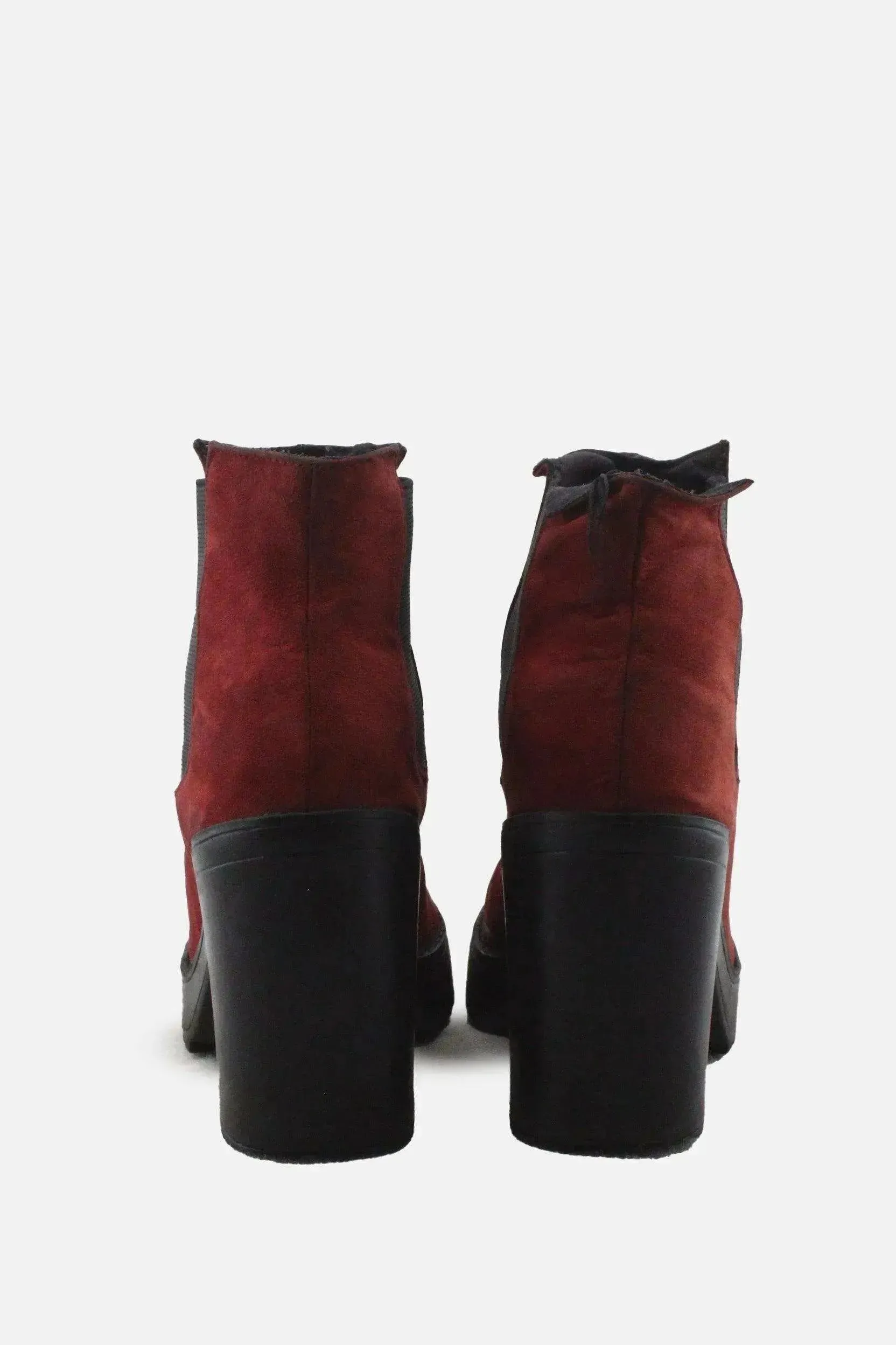 Divided Stretchable Block Ankle Boots | Suede