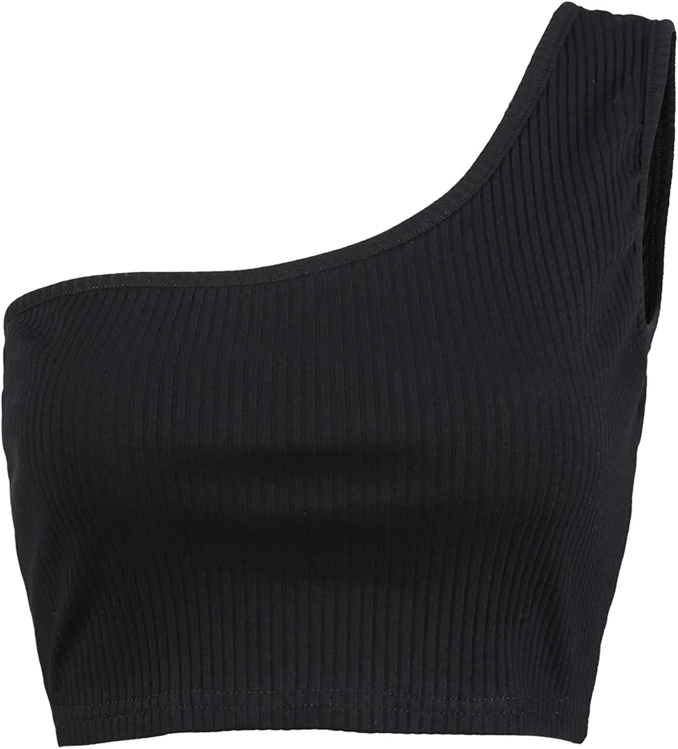 Minclouse Women's One Shoulder Sleeveless Crop Tops Summer Sexy Strappy Tank Tees