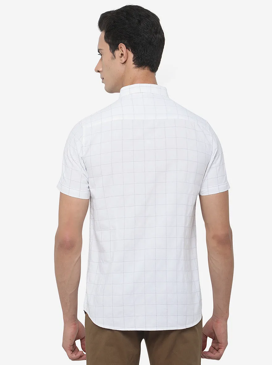 White Checked Slim Fit Semi Casual Shirt | JadeBlue