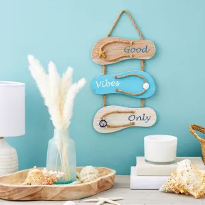Wooden Hanging Wall Sign Beach Decor, Good Vibes Only (9 x 16 Inches)